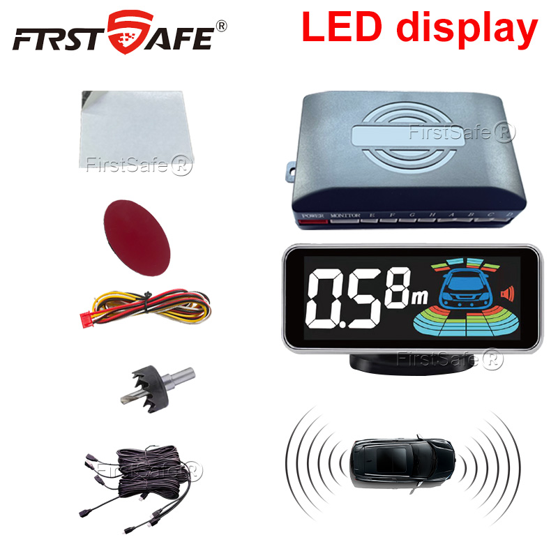 Infrared Obstacle Sensor - ชุดเซ็นเซอร์จอดรถแบบเรดาร์หลายจุด จอแสดงผล LED พร้อมไฟพื้นหลัง รองรับหลายภาษา พร้อมระบบตรวจจับการถอยหลังด้วยเสียง