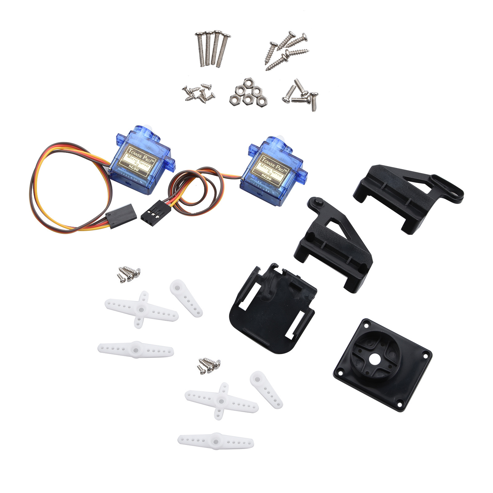 Servo Kit - โครงแพลตฟอร์มกิมบอลเซอร์โวแบบสองแกนทำจากไนลอนสำหรับ FPV พร้อมเซอร์โวขนาด 9 กรัม 2